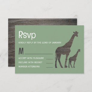 Cartons Réponse Giraffe Safari d'argile, Mariage rustique