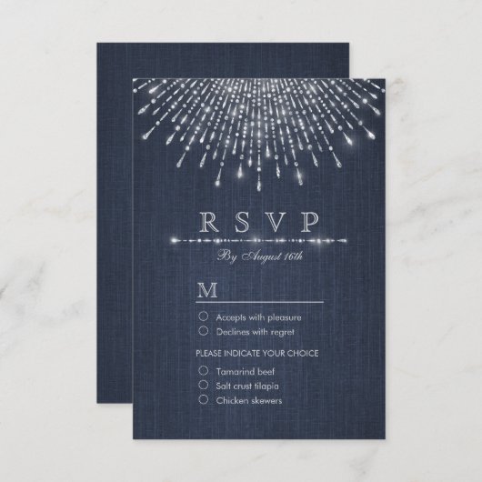 Cartons Réponse Glam argent parties scintillant déco mariage vinta (Devant / Derrière)