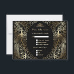 Cartons Réponse Glam Gold Art Déco Peacocks Mariage principal<br><div class="desc">Design unique avec un mélange de paons de style ancien et d'architecture moderne et audacieuse. Utilisez l'outil Personnaliser pour ajouter vos informations. Vous pouvez choisir la couleur arrière - plan et le nombre d'années,  aussi. Pour les articles correspondants,  visitez,  s'il vous plaît,  ma collection Glam Gold Art Déco Peacocks.</div>