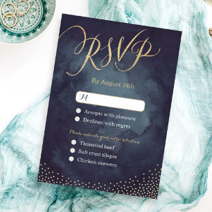 Cartons Réponse Glam nuit or parties scintillant calligraphie mari