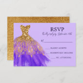 Cartons Réponse Glam Purple Gold Parties scintillant Étincelle Rob (Devant / Derrière)