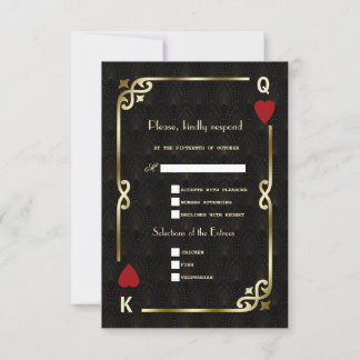 Cartons Réponse Glam Royal Gold Black Art Déco Mariage des années