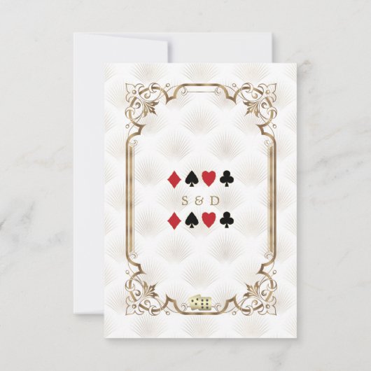 Cartons Réponse Glam Royal Gold White Art Déco Mariage des années  (Dos)