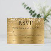 Cartons Réponse Glitter Gold Foil Elegant Calligraphy Wedding (Debout devant)