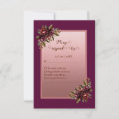 Cartons Réponse glitter Rose Gold Script - Burgundy floral wedding (Devant)