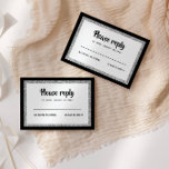 Cartons Réponse Glittery Bat mitzvah Élégant noir et argent<br><div class="desc">Cette carte d'encart branchée présente des lettres audacieuses sur le devant avec un look superposé en parties scintillant argentée et blanc,  et un dos de couleur solide. Ajoutez votre texte à l'aide du formulaire modèle. Modifiez la police,  la disposition et les couleurs à l'aide de la fonction Personnaliser.</div>