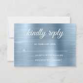 Cartons Réponse Glittery Light Blue Foil Répondre Kindly Mariage (Devant)