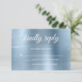 Cartons Réponse Glittery Light Blue Foil Répondre Kindly Mariage (Debout devant)
