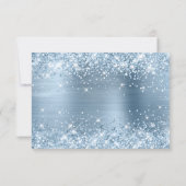 Cartons Réponse Glittery Light Blue Foil Répondre Kindly Mariage (Dos)