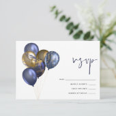 Cartons Réponse Glittery Navy Gold Balloon 60e fête d'anniversaire (Debout devant)