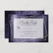 Cartons Réponse Glitzy Foil | Indigo Midnight Purple Faux Sparkle (Devant / Derrière)