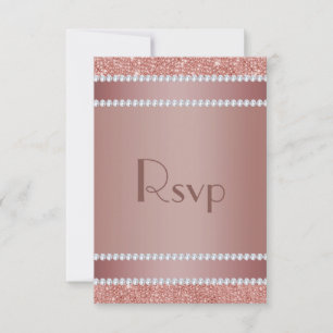 Cartons Réponse Glitzy Rose Gold & Diamond Gem fête d'anniversaire