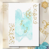 Cartons Réponse Gold Baroque Turquoise Mariage de calligraphie Vin