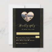 Cartons Réponse Gold & Black Polka Dot Personalized wedding (Devant)