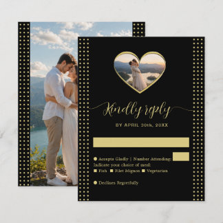 Cartons Réponse Gold & Black Polka Dot Personalized wedding