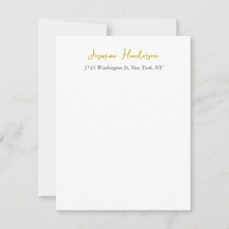 Cartons Réponse Gold Color Calligraphy Professional Élégant