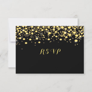 Cartons Réponse Gold Confetti sur Black, Custom,