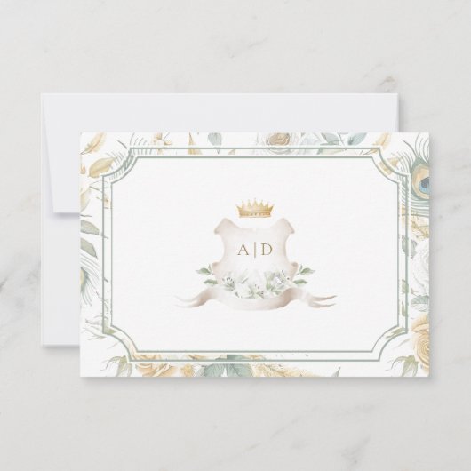 Cartons Réponse Gold Crest Royal Indian White Peacock Mariage (Dos)