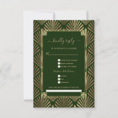 Cartons Réponse Gold Dark Green Art Déco Chanson Demande de Mariag (Devant)