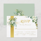 Cartons Réponse Gold Eucalyptus Wreath Sage Vert Mariage Russe (Devant / Derrière)