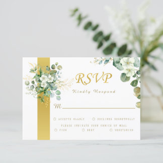 Cartons Réponse Gold Eucalyptus Wreath Sage Vert Mariage Russe