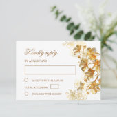 Cartons Réponse Gold Flowers Wedding (Debout devant)