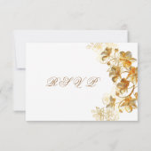 Cartons Réponse Gold Flowers Wedding (Dos)