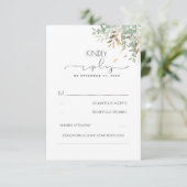 Cartons Réponse Gold Greenery et Eucalyptus Foliage Mariage (Debout devant)