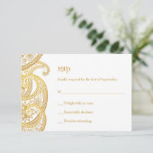 Cartons Réponse Gold Indian Paisley Mariage hindou (Debout devant)