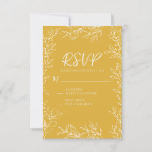 Cartons Réponse Gold Jaune Blanc Botanique Line Mariage Art