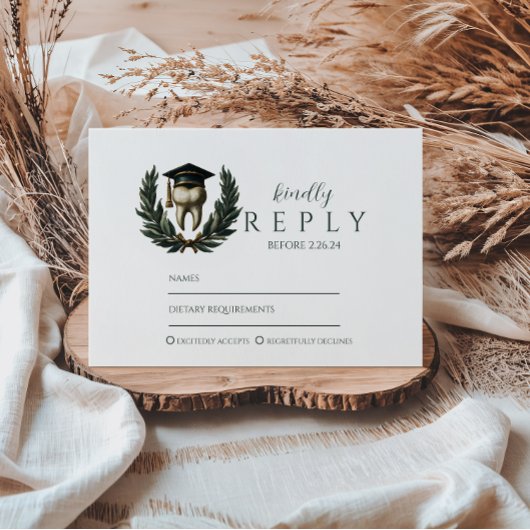 Cartons Réponse Gold Laurel Tooth Graduation Party