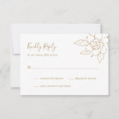 Cartons Réponse Gold Line Art Floral Mariage élégant (Devant)