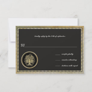 Cartons Réponse Gold Metallic Swirl Tree Gold Bordure d'or Mariage