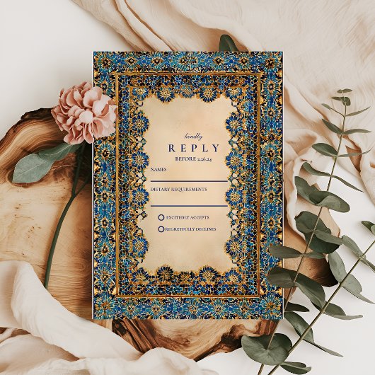 Cartons Réponse Gold Mosaic Islamic Wedding