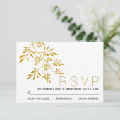 Cartons Réponse Gold parties scintillant feuilles branche mariage  (Debout devant)