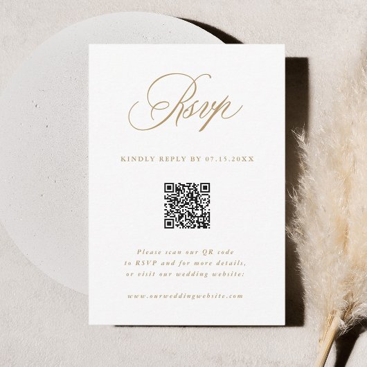Cartons Réponse Gold Romantic Calligraphy Mariage QR Code