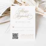 Cartons Réponse Gold Romantic Calligraphy Mariage QR Code<br><div class="desc">Cette carte RSVP de mariage or et blanc avec des calligraphies tourbillonnant élégantes et romantiques avec un code QR. Pour une personnalisation plus avancée de cette conception,  cliquez sur le BOUTON OUTIL DESIGN BLEU ci-dessus !</div>