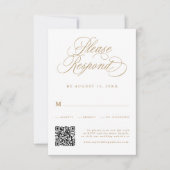 Cartons Réponse Gold Romantic Calligraphy Mariage QR Code (Devant)