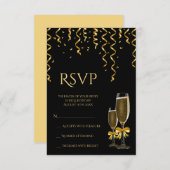 Cartons Réponse Gold Streamers & Champagne Christmas (Devant / Derrière)