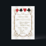 Cartons Réponse Gold White Art Deco Casino Vegas Poker Mariage<br><div class="desc">Elégant Casino Royale et Great Gatsby conception de cartes thématiques. Il affiche un style art déco vintage, un cadre en faux or hollywoodien des années 20, jouant aux cartes avec des bords dorés, sur un arrière - plan motif Art déco blanc doré. Sur le dos le même motif et les...</div>