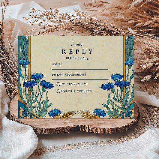 Cartons Réponse Golden Cornflower Art Nouveau Mariage
