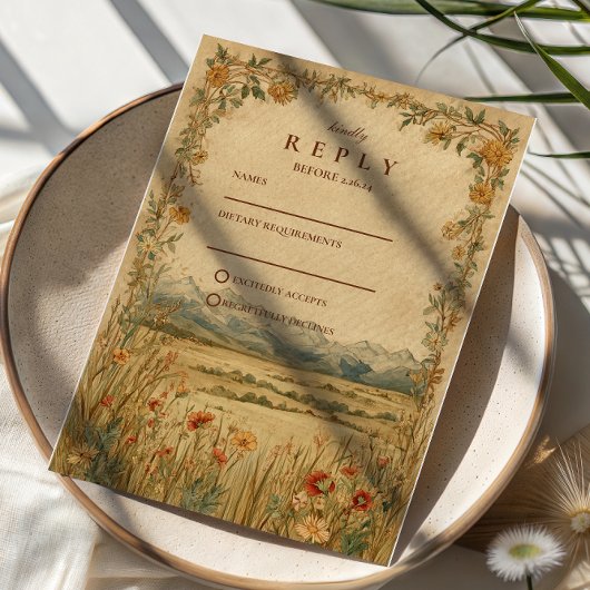 Cartons Réponse Golden Meadow Mountain Wedding