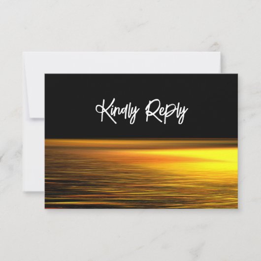 Cartons Réponse Golden Ocean, Elégant Mariage plage (Devant)