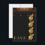 Cartons Réponse Golden Peacocks, ancien Mariage Art déco égyptien<br><div class="desc">Cette carte RSVP de mariage élégante présente de beaux paons dorés,  une frontière égyptienne ancienne et des décorations dorées sur un arrière - plan noir. Quelques graphiques de Origins Digital Curio à www.etsy.com/shop/OriginsDigitalCurio.</div>