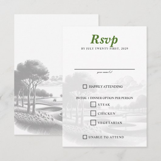 Cartons Réponse Golf Couple Choix de nourriture (Devant / Derrière)