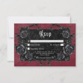 Cartons Réponse Gothic Black Raven & Roses Burgundy QR Code (Devant)
