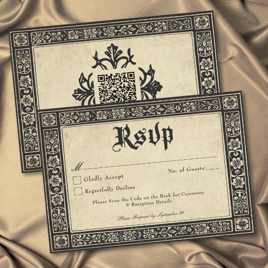 Cartons Réponse Gothic Parchment Medieval Until Death Wedding QR