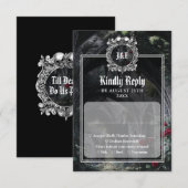Cartons Réponse Gothic Ruins Roses Floral Monogram Wedding (Devant / Derrière)