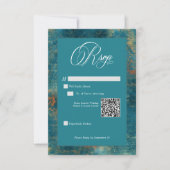 Cartons Réponse Gothique Antique Turquoise or Damask QR Code Maria (Devant)