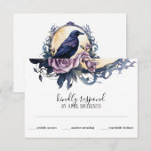 Cartons Réponse Gothique Boho Floral Raven & Mariage Rose (Devant / Derrière)